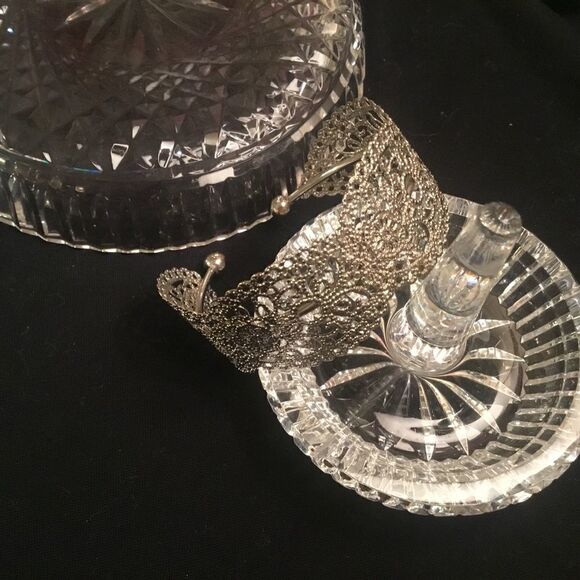 Lacy Silvertone Bangle Bracelet - Picture 5 of 5